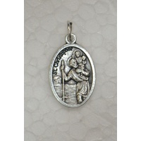 SAINT CHRISTOPHER Medal Pendant, SILVER TONE, 22mm X 15mm, MADE IN ITALY