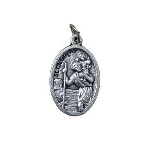 SAINT CHRISTOPHER Medal Pendant, SILVER TONE, 22mm X 15mm, MADE IN ITALY