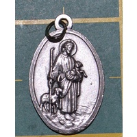 THE GOOD SHEPARD Medal Pendant, SILVER TONE, 22mm X 15mm, MADE IN ITALY