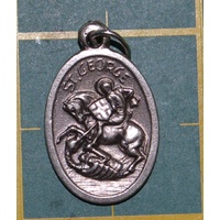 SAINT GEORGE Medal Pendant, SILVER TONE, 22mm X 15mm, MADE IN ITALY