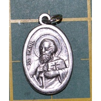 SAINT PETER / SAINT PAUL Medal Pendant, SILVER TONE, 22mm X 15mm
