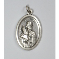 SAINT PETER Medal Pendant, SILVER TONE, 22mm X 15mm, MADE IN ITALY