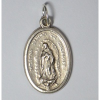 OUR LADY OF GUADALUPE Medal Pendant, SILVER TONE, 22mm X 15mm, MADE IN ITALY