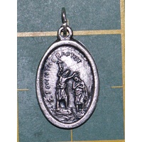 SAINT JOHN THE BAPTIST Medal Pendant, SILVER TONE, 22mm X 15mm, MADE IN ITALY