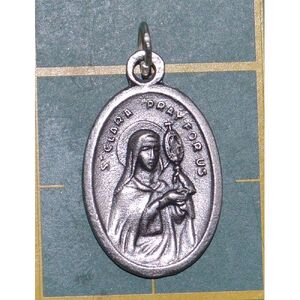 SAINT CLARE Medal Pendant, SILVER TONE, 22mm X 15mm, MADE IN ITALY