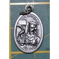SAINT BARBARA Medal Pendant, SILVER TONE, 22mm X 15mm, MADE IN ITALY