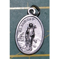 SAINT BRIDGIT Medal Pendant, SILVER TONE, 22mm X 15mm, MADE IN ITALY