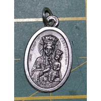 OUR LADY OF CZESTOCKWA Medal Pendant, SILVER TONE, 22mm X 15mm, MADE IN ITALY