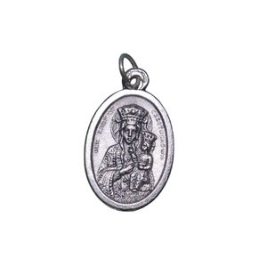 OUR LADY OF CZESTOCKWA Medal Pendant, SILVER TONE, 22mm X 15mm, MADE IN ITALY