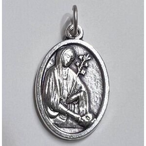 SAINT CATHERINE OF SIENA Medal Pendant, SILVER TONE, 22mm X 15mm, MADE IN ITALY
