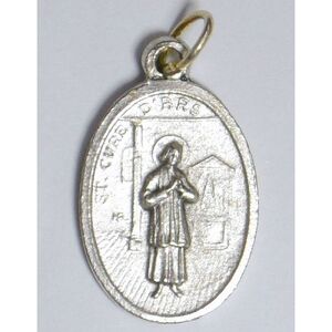 SAINT JOHN VIANNEY, ST. CURE D&#39;ARS Medal Pendant, SILVER TONE, 22mm X 15mm, MADE IN ITALY