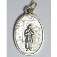 SAINT JOHN VIANNEY, ST. CURE D&#39;ARS Medal Pendant, SILVER TONE, 22mm X 15mm, MADE IN ITALY