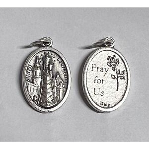 OUR LADY OF LORETO Medal Pendant, SILVER TONE, 22mm X 15mm, MADE IN ITALY