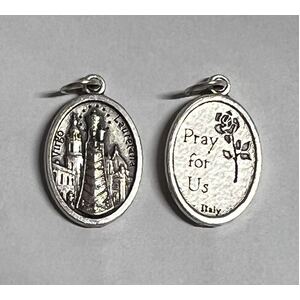 OUR LADY OF LORETO Medal Pendant, SILVER TONE, 22mm X 15mm, MADE IN ITALY