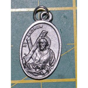 SAINT ANDREW Medal Pendant, SILVER TONE, 22mm X 15mm, MADE IN ITALY