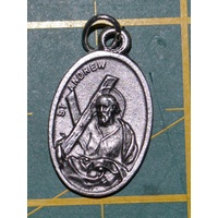 SAINT ANDREW Medal Pendant, SILVER TONE, 22mm X 15mm, MADE IN ITALY