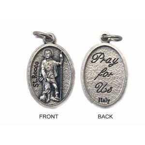 SAINT ROCCO Medal Pendant, SILVER TONE, 22mm x 15mm, MADE IN ITALY