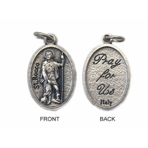 SAINT ROCCO Medal Pendant, SILVER TONE, 22mm x 15mm, MADE IN ITALY