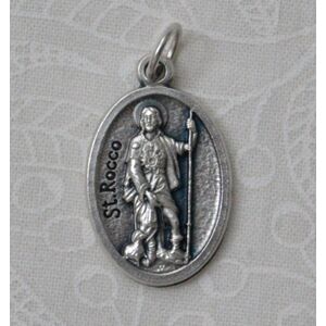 SAINT ROCCO Medal Pendant, SILVER TONE, 22mm x 15mm, MADE IN ITALY