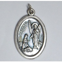 SAINT RAPHAEL Medal Pendant, SILVER TONE, 22mm X 15mm, MADE IN ITALY
