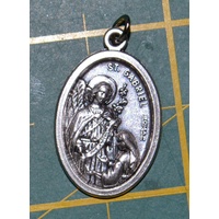 SAINT GABRIEL Medal Pendant, SILVER TONE, 22mm X 15mm, MADE IN ITALY
