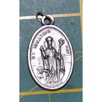 SAINT IGNATIUS Medal Pendant, SILVER TONE, 22mm X 15mm, MADE IN ITALY