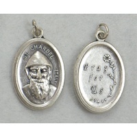 SAINT CHARBEL Medal Pendant, SILVER TONE, 22 x 15mm, MADE IN ITALY