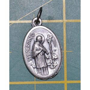 SAINT BORROMEO Medal Pendant, SILVER TONE, 22 x 15mm, MADE IN ITALY