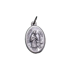 SAINT BORROMEO Medal Pendant, SILVER TONE, 22 x 15mm, MADE IN ITALY