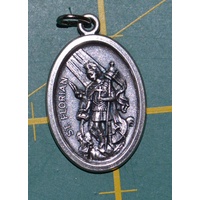 SAINT FLORIAN Medal Pendant, SILVER TONE, 22 x 15mm, MADE IN ITALY