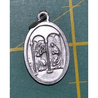 ANGEL GABRIEL / ANNUNCIATION Medal Pendant, SILVER TONE, 22 x 15mm, MADE IN ITALY