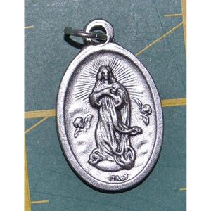 ASSUMPTION Medal Pendant, SILVER TONE, 22 x 15mm, MADE IN ITALY