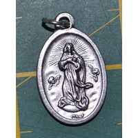 ASSUMPTION Medal Pendant, SILVER TONE, 22 x 15mm, MADE IN ITALY