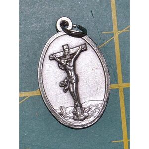 CRUCIFIX CROSS Medal Pendant, SILVER TONE, 22 x 15mm, MADE IN ITALY