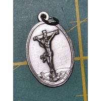 CRUCIFIX CROSS Medal Pendant, SILVER TONE, 22 x 15mm, MADE IN ITALY