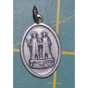 COSMA / DAMIANO Medal Pendant, SILVER TONE, 22 x 15mm, MADE IN ITALY