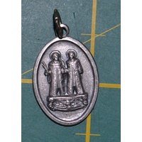 COSMA / DAMIANO Medal Pendant, SILVER TONE, 22 x 15mm, MADE IN ITALY