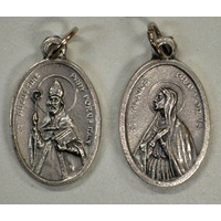 SAINT AUGUSTINE, SAINT MONICA Medal Pendant, SILVER TONE, 22 x 15mm
