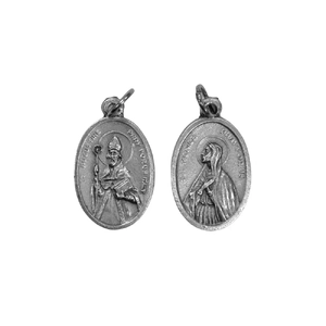 SAINT AUGUSTINE, SAINT MONICA Medal Pendant, SILVER TONE, 22 x 15mm