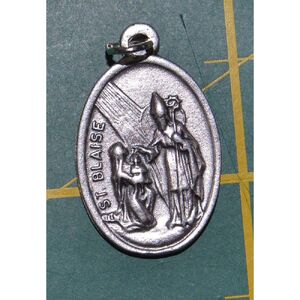 SAINT BLAISE, SAINT MARTIN Medal Pendant, SILVER TONE, 22 x 15mm, MADE IN ITALY