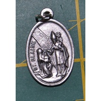 SAINT BLAISE, SAINT MARTIN Medal Pendant, SILVER TONE, 22 x 15mm, MADE IN ITALY
