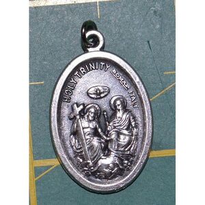 HOLY TRINITY Medal Pendant, SILVER TONE, 22mm X 15mm, MADE IN ITALY