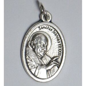 ST JOHN XXIII Medal Pendant, SILVER TONE, 22 x 15mm, MADE IN ITALY