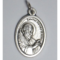 ST JOHN XXIII Medal Pendant, SILVER TONE, 22 x 15mm, MADE IN ITALY