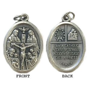 MULTI SUBJECT Religious Medal Pendant, SILVER TONE, 22mm X 15mm, MADE IN ITALY