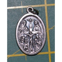 MULTI SUBJECT Religious Medal Pendant, SILVER TONE, 22mm X 15mm, MADE IN ITALY