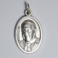 POPE FRANCIS, SAINT FRANCIS Medal Pendant, SILVER TONE, 22mm X 15mm, MADE IN ITALY