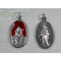 SCAPULAR Red Medal Pendant, SILVER TONE, 22mm X 15mm, MADE IN ITALY