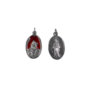 SCAPULAR Red Medal Pendant, SILVER TONE, 22mm X 15mm, MADE IN ITALY