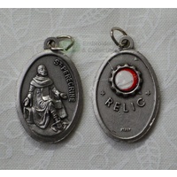 Saint Peregrine Medal Pendant, Silver Tone, 23 x 16mm, Made in Italy